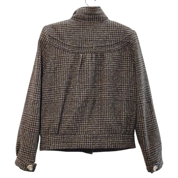Orsay Tweed Mock Neck Button Wool Plaid Blazer Jacket Brown Womens EU 38 US 6 - Picture 2 of 10